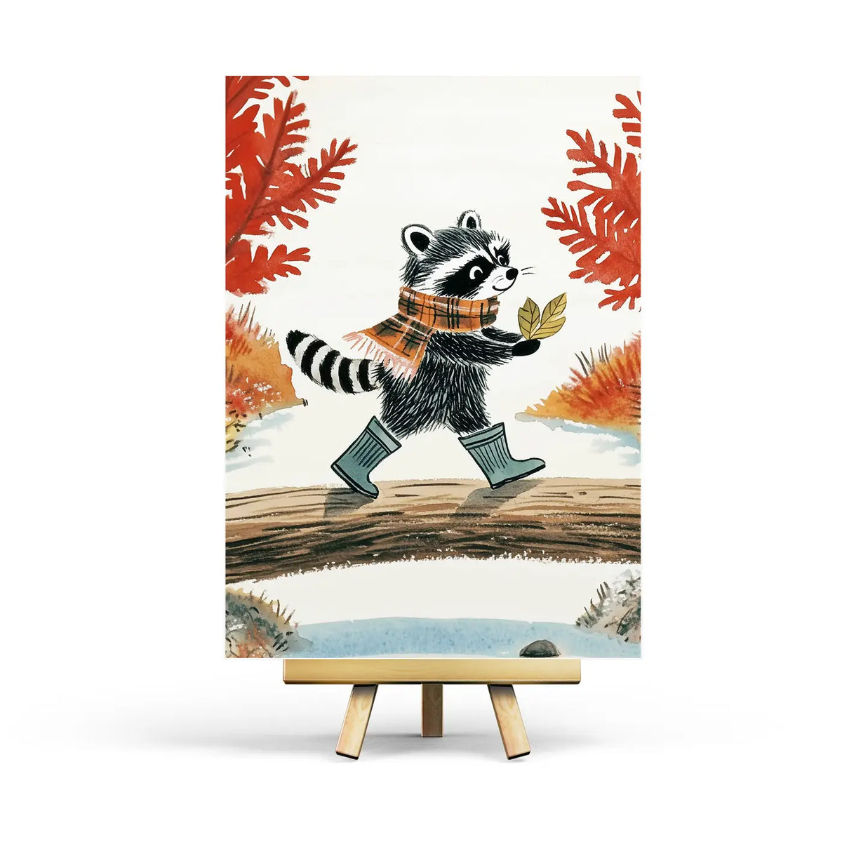 Autumn Raccoon Postcard