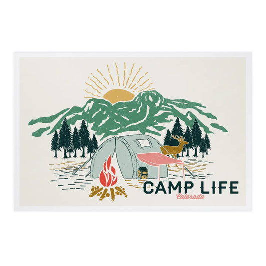 Let's Go Camping Colorado Postcard