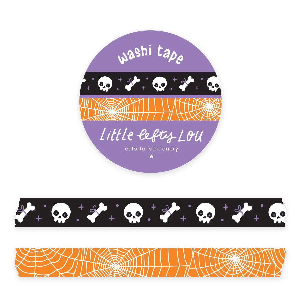 Skull 7 Orange Spiderwebs Washi Tape (Slim)