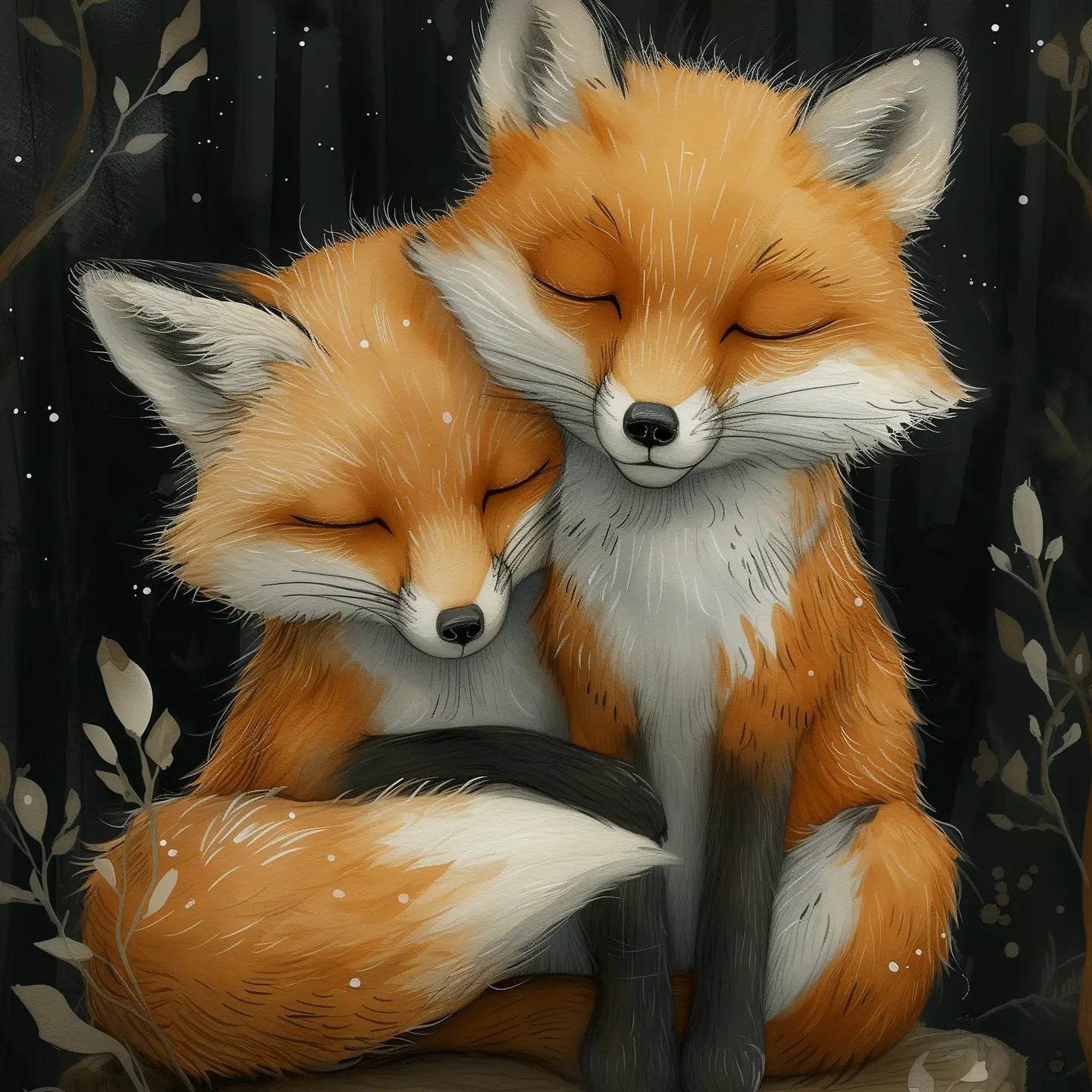 Cuddle Time Foxes Postcard