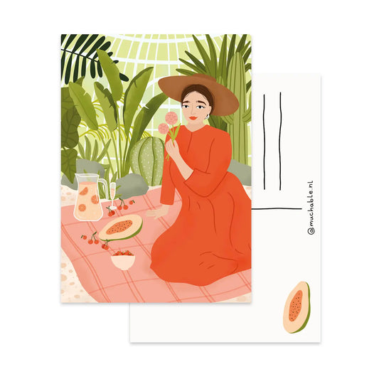 Girl on a Picnic Postcard