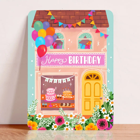 Happy Birthday Storefront Postcard (Blue)