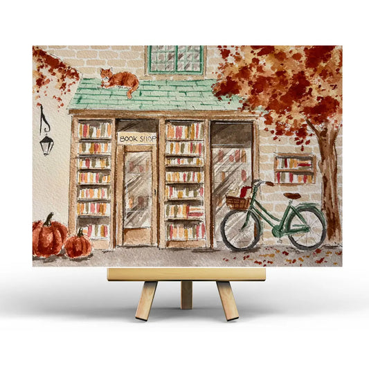Autumn Bookstore Postcard