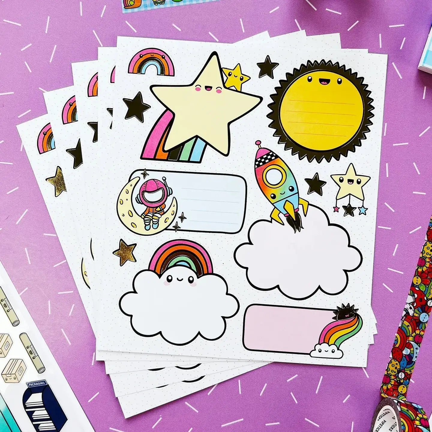 Rainbow Blast Off Labels (5ct)