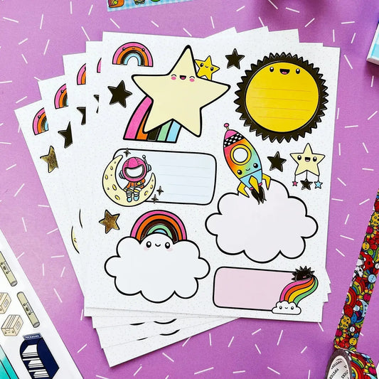 Rainbow Blast Off Labels (5ct)