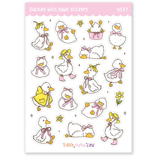 Duckie with Bows Sticker Sheet