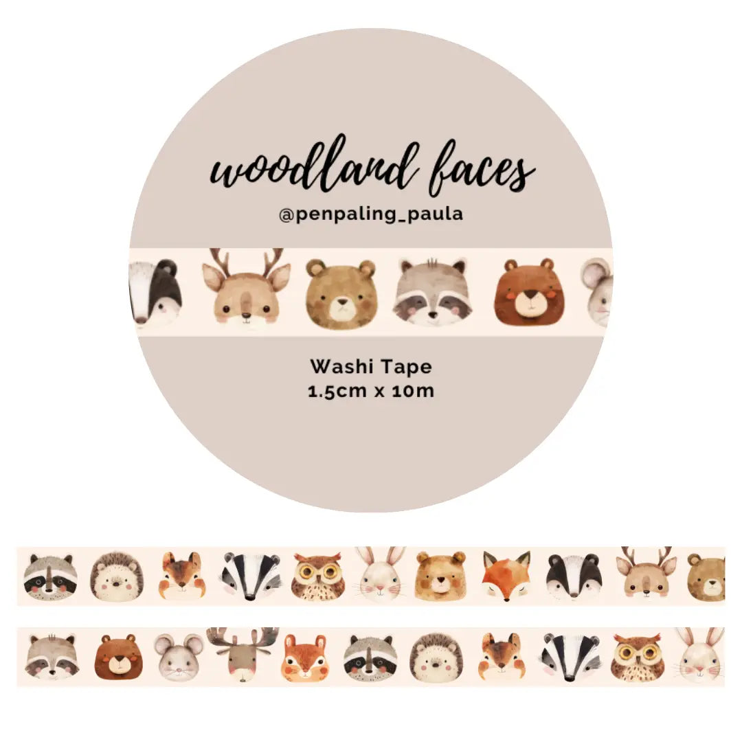 Woodland Faces Washi Tape