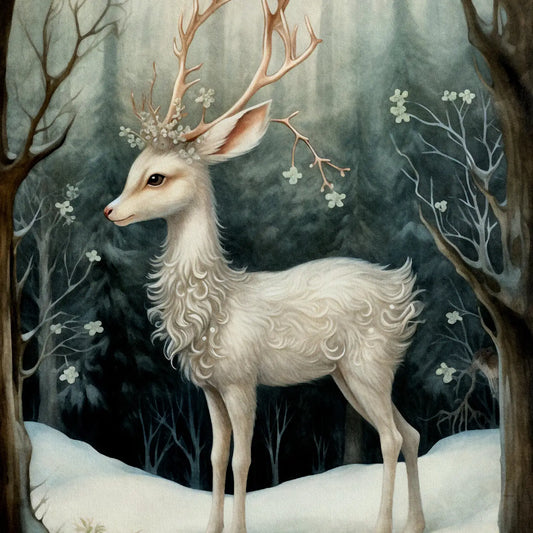 Mystical Christmas Animals Deer Postcard