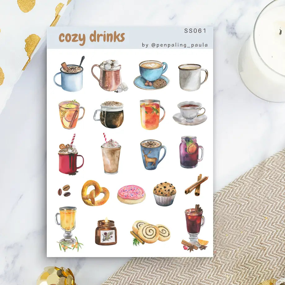Cozy Drinks Sticker Sheet
