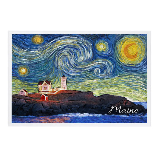 Maine, Lighthouse, Starry Night