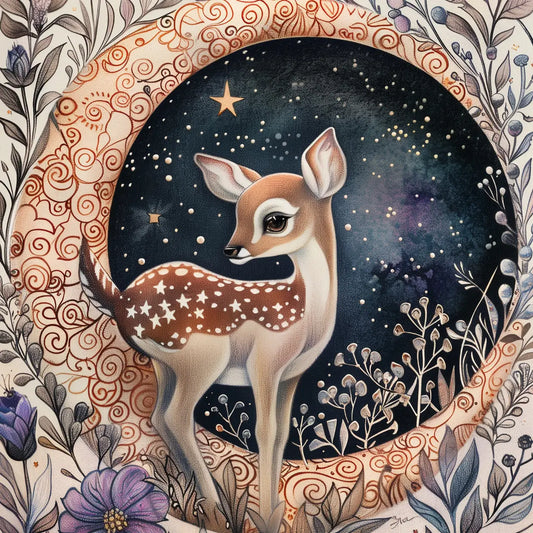 Moon Animals Deer Postcard