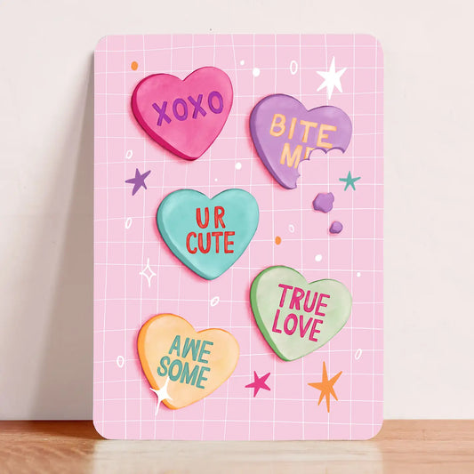 Candy Hearts Postcard
