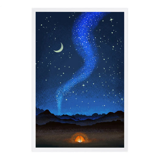 Tent & Night Sky Postcard