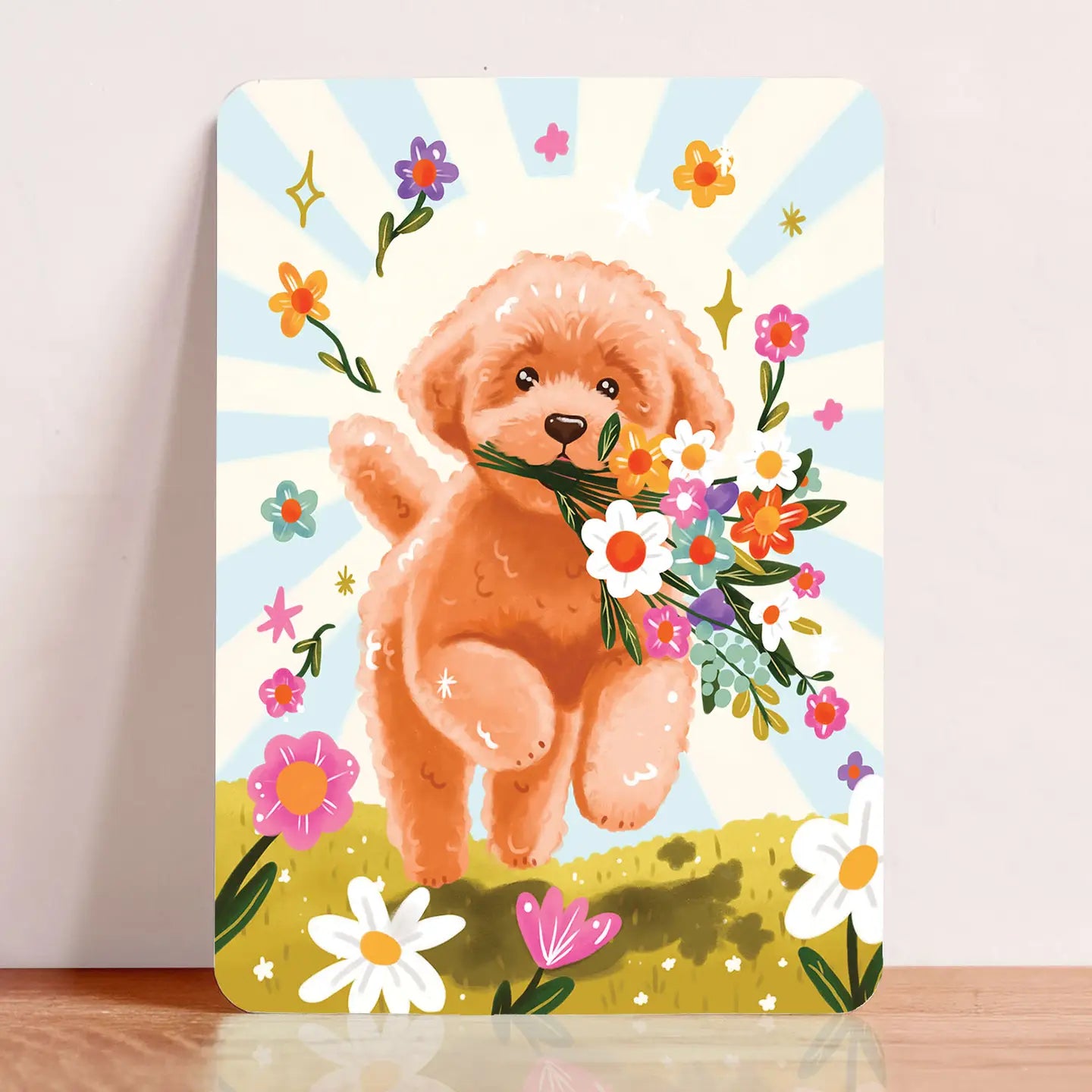 Dog with Flowers Postcard