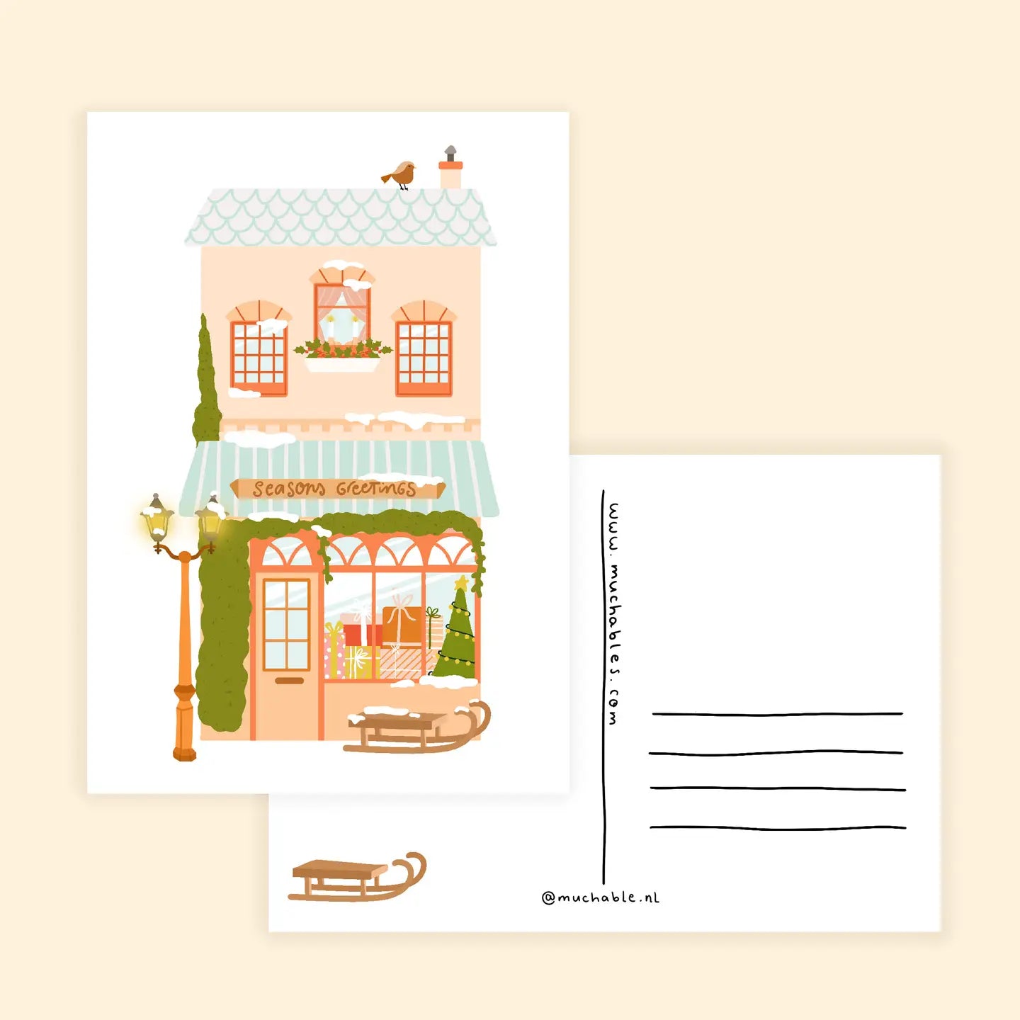 Holiday House with Sled Postcard