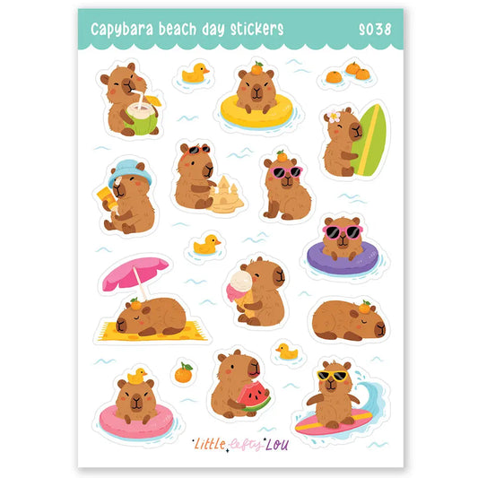 Capybara Beach Day Sticker Sheet