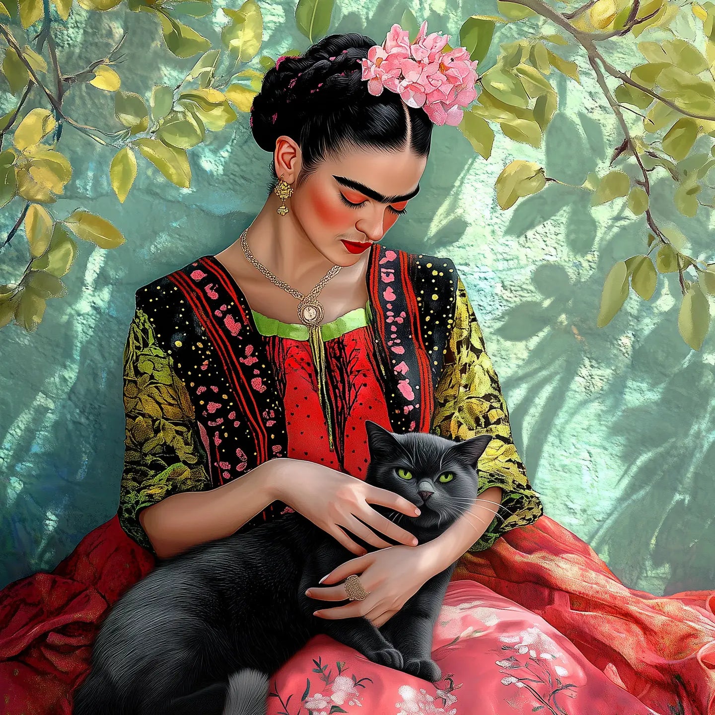 Frida Giving Cat Cuddles