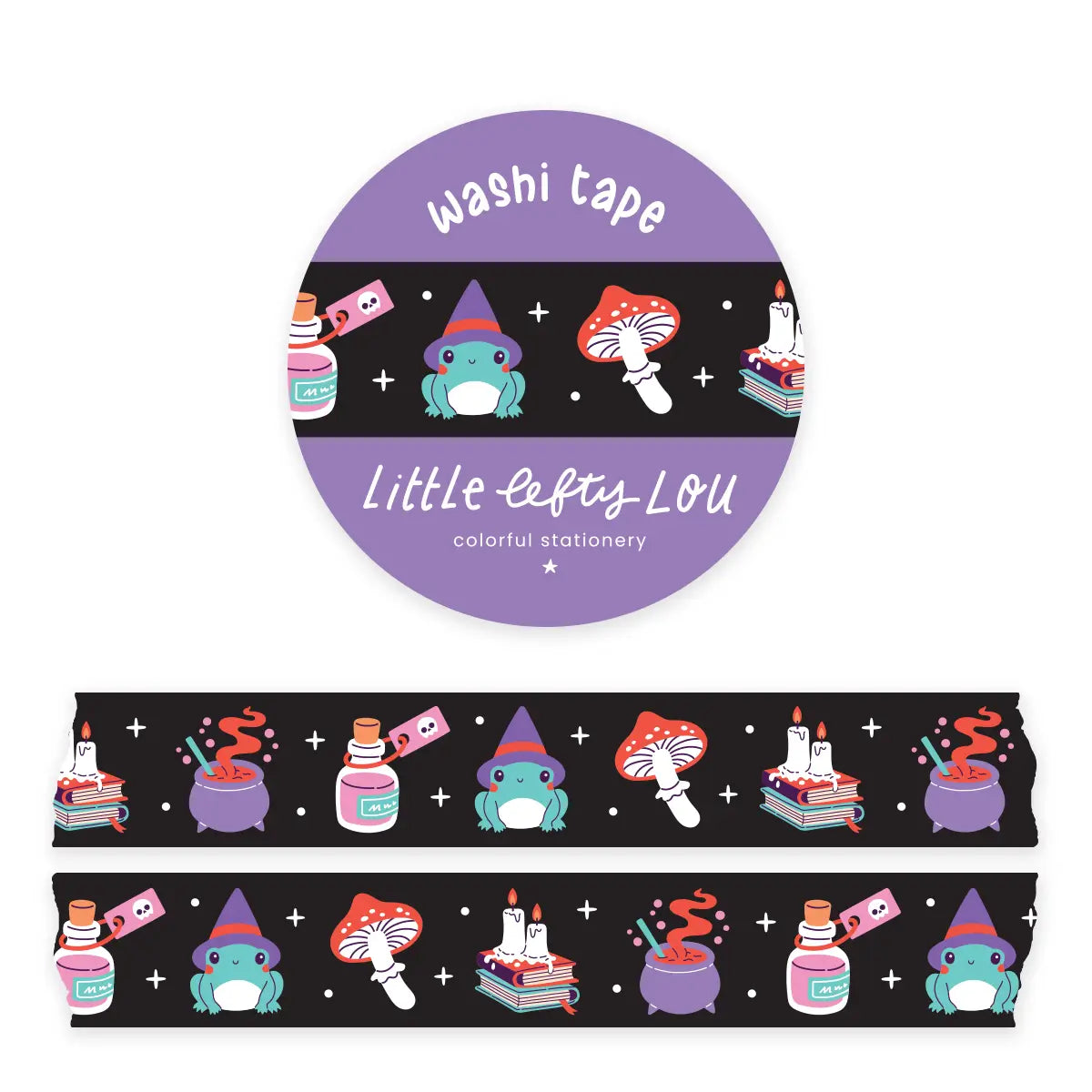 Witchy Frog (Black) Washi Tape