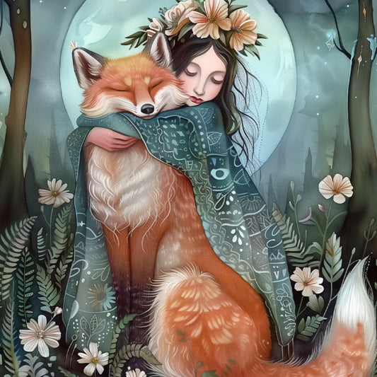 Hugging Fox Postcard