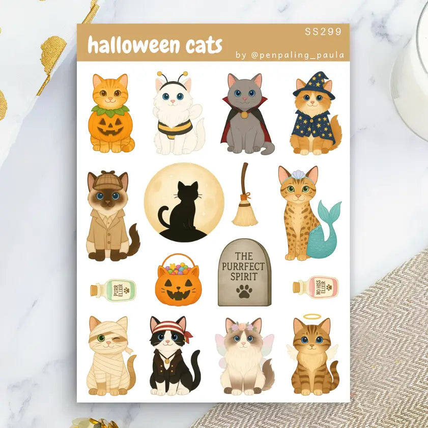Halloween Cats Sticker Sheet
