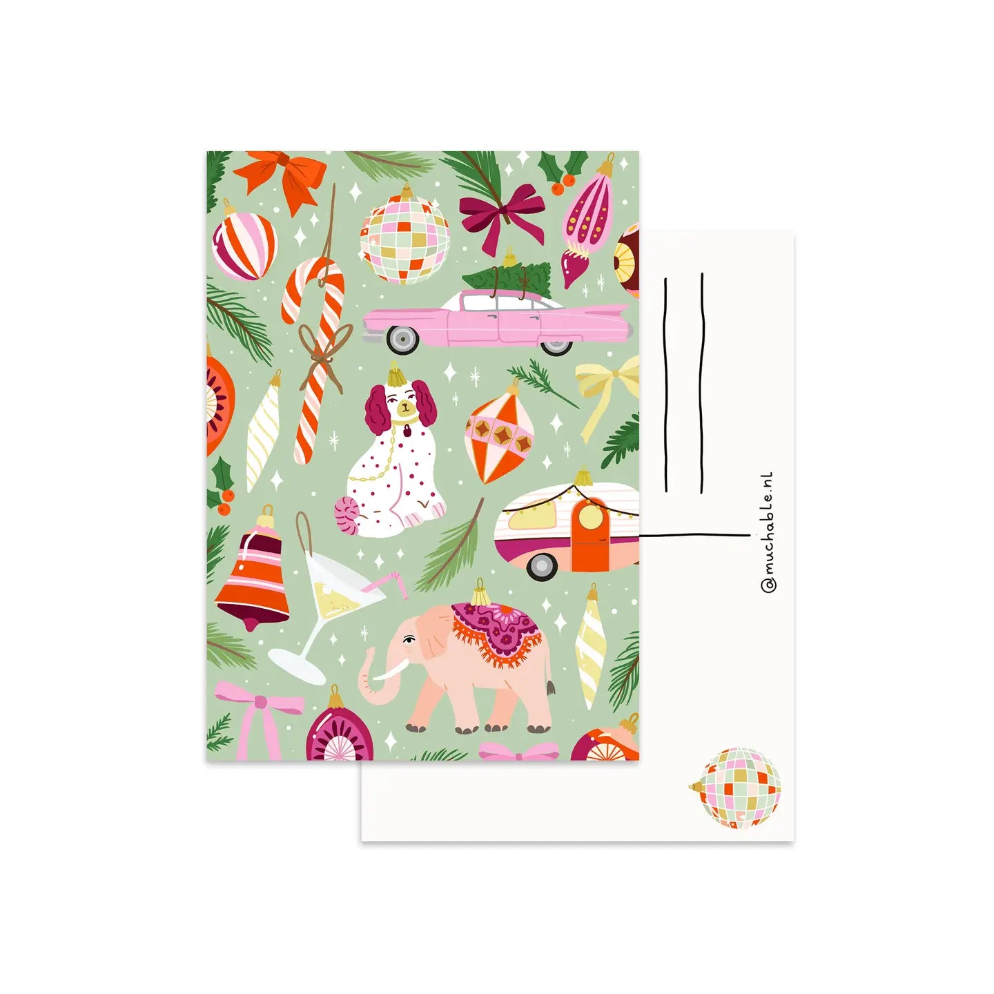 Elephant and Tini Ornament Postcard