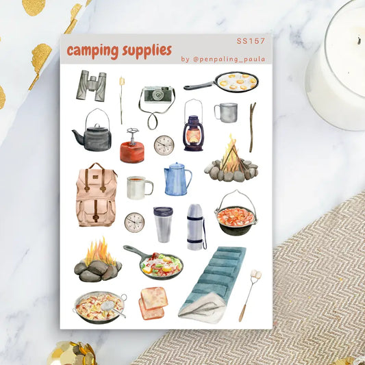 Camping Supplies Sticker Sheet