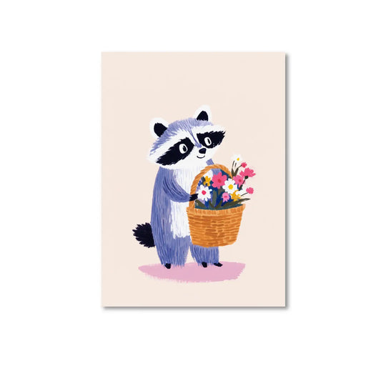 Racoon with Flowers Postcard