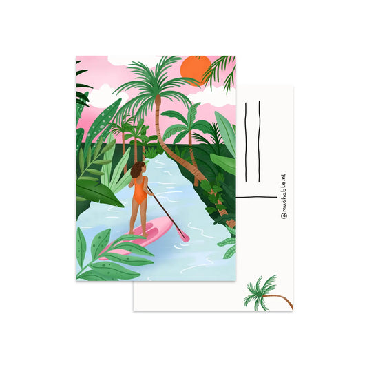 Woman on Paddle-board Postcard