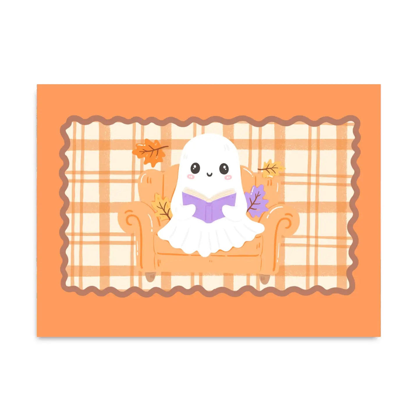 Cozy Ghost Reading Postcard