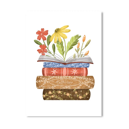 Flowers & Books Postcard