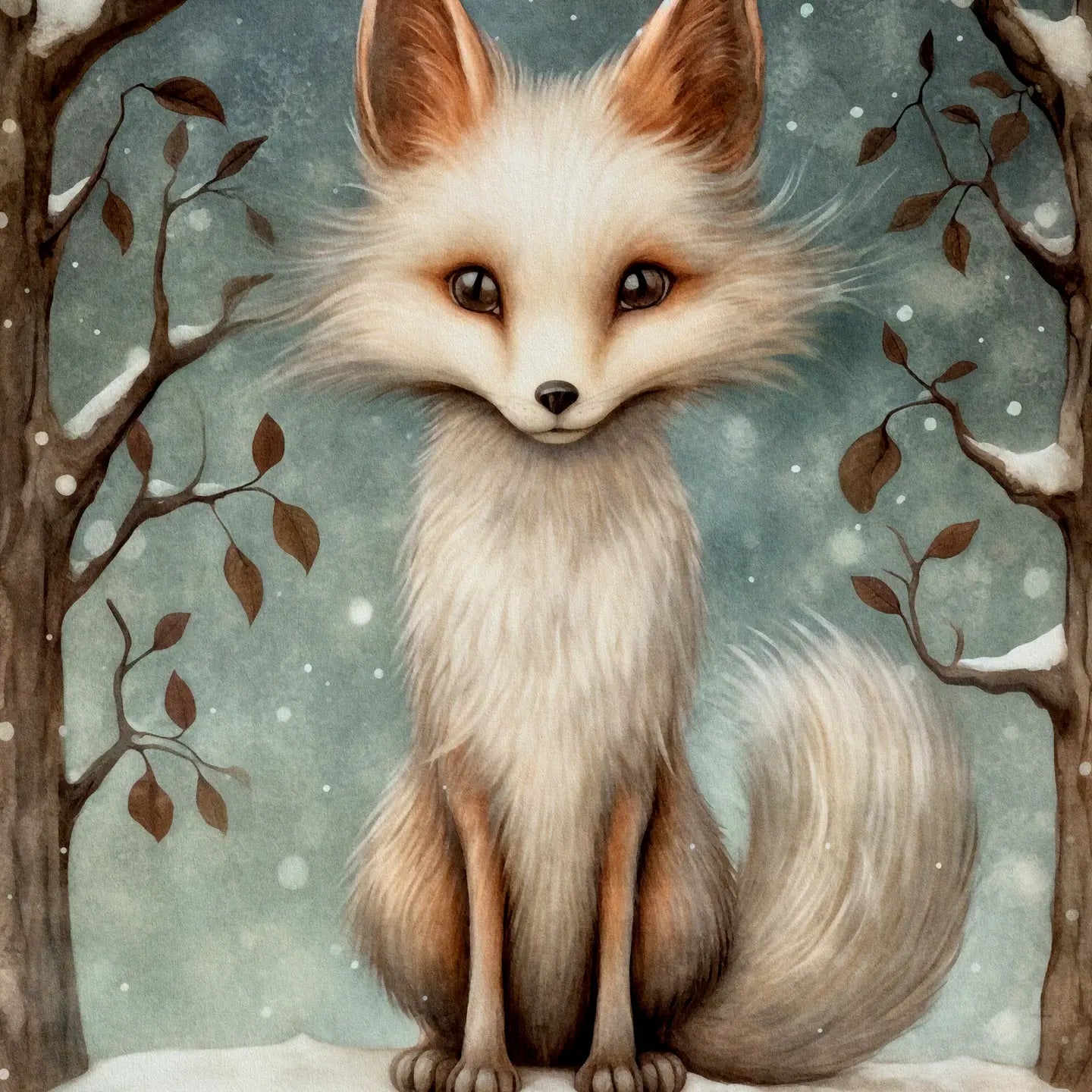 Mystical Christmas Animals Fox Postcard