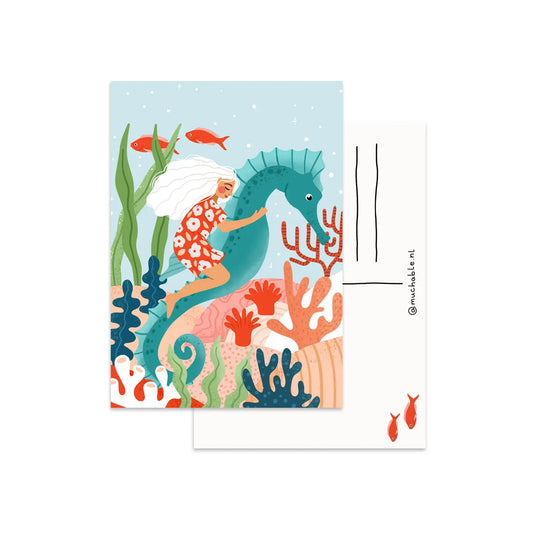 Woman on a Seahorse Postcard