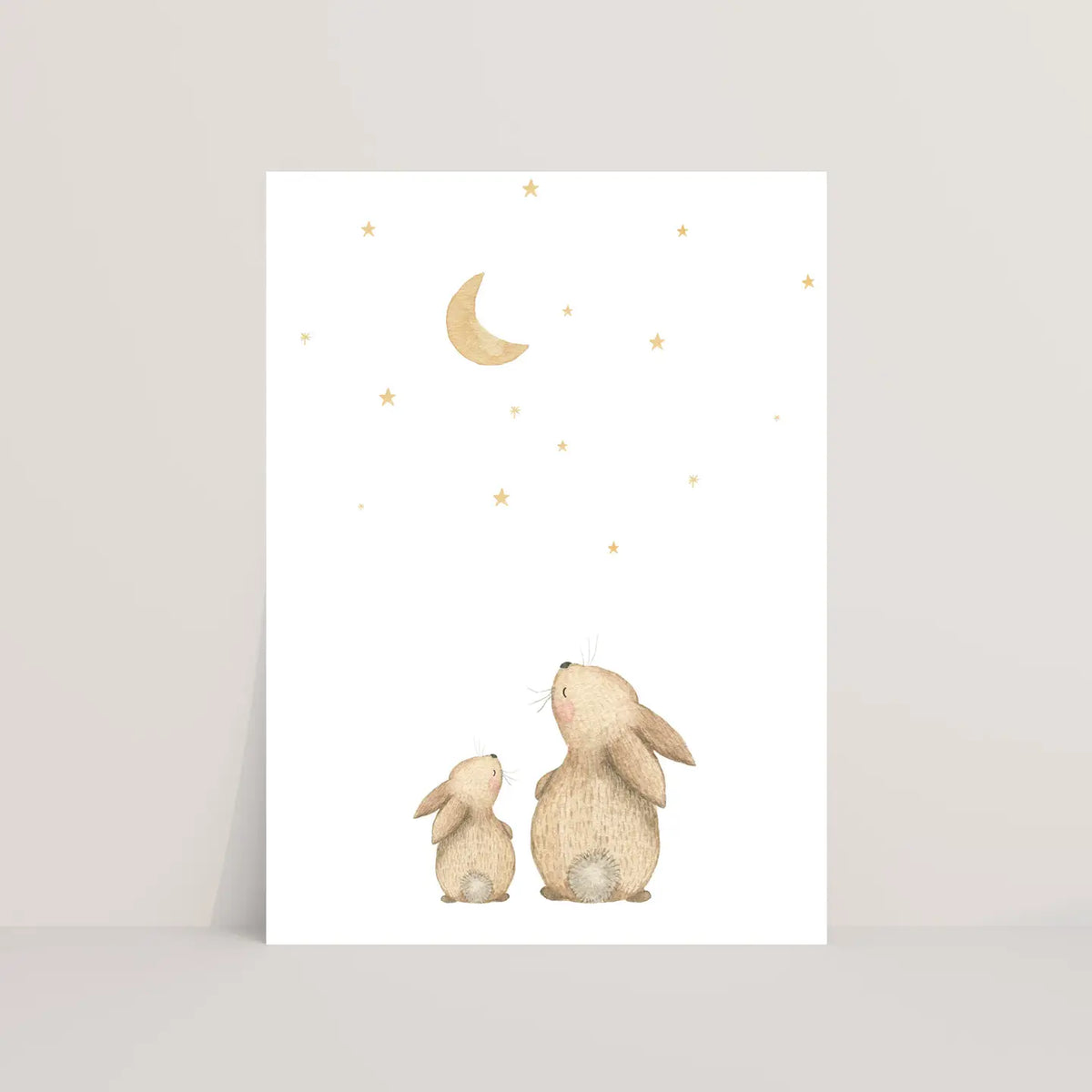 Rabbits with the Moon & Stars Postcard
