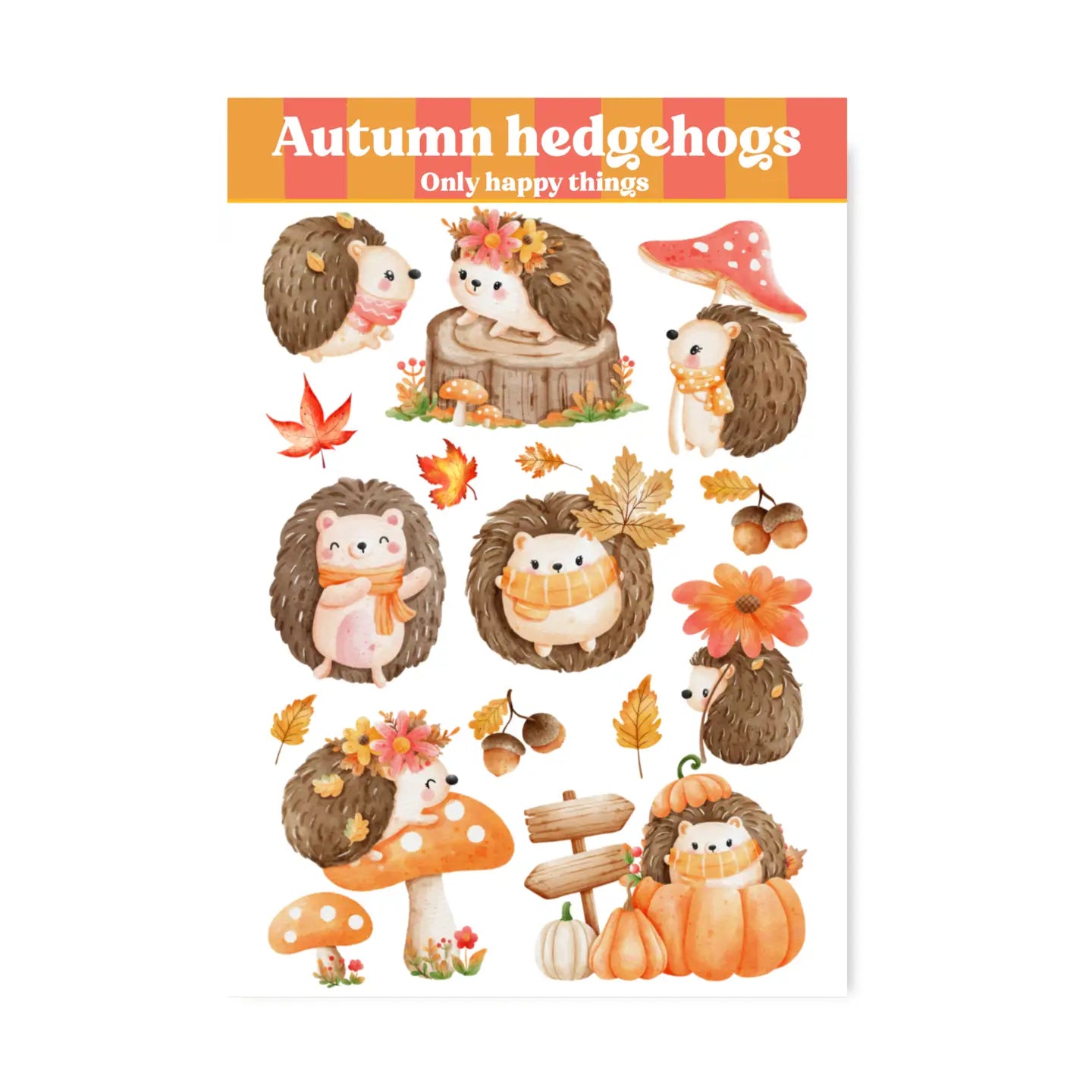 Autumn Hedgehogs Sticker Sheet