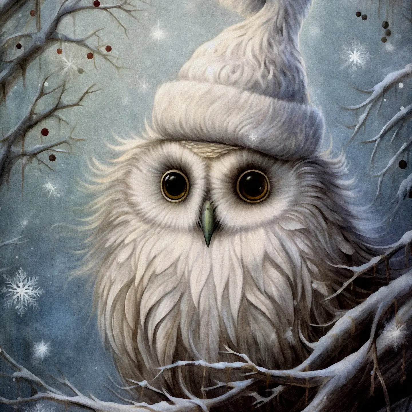 Mystical Christmas Animals Owl Postcard