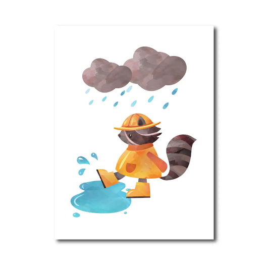 Racoon on a Rainy Day Postcard