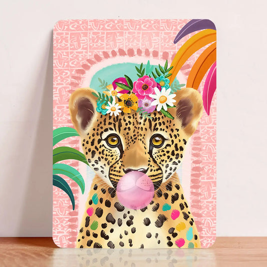 Leopard with Flowers Postcard