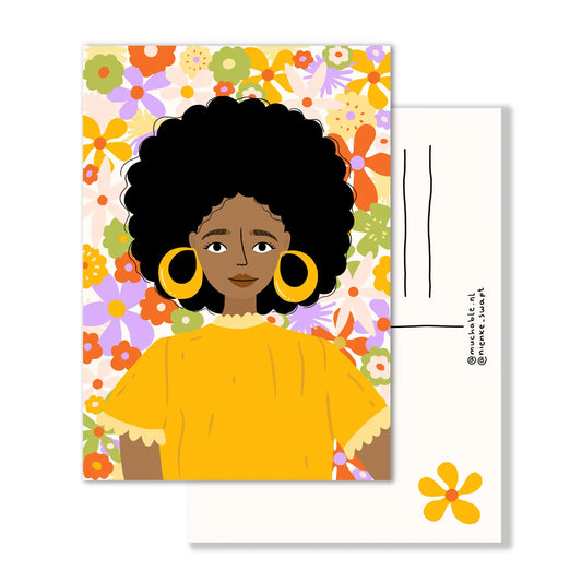 Retro Girl Portrait Postcard