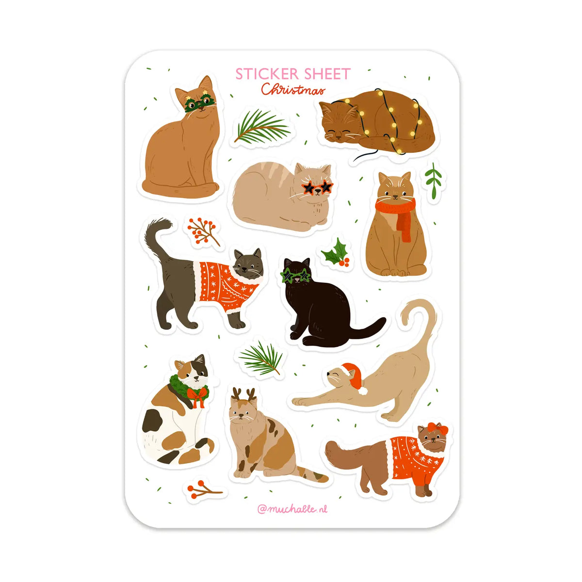 Christmas Cats Sticker Sheet