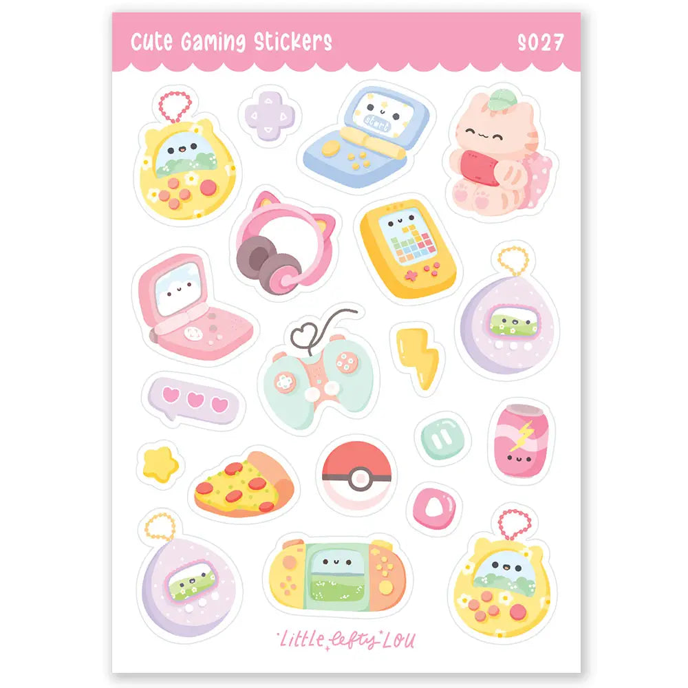 Holo Glitter Cute Gaming Sticker Sheet