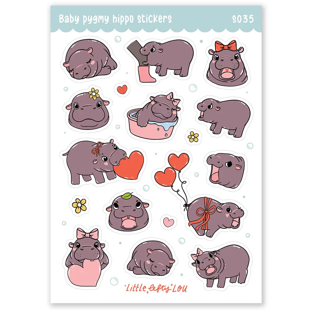 Baby Pygmy Hippo Sticker Sheet