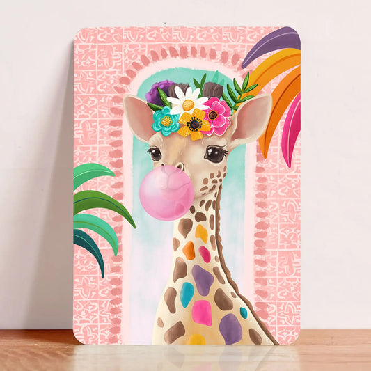 Giraffe with Flowers Postcard