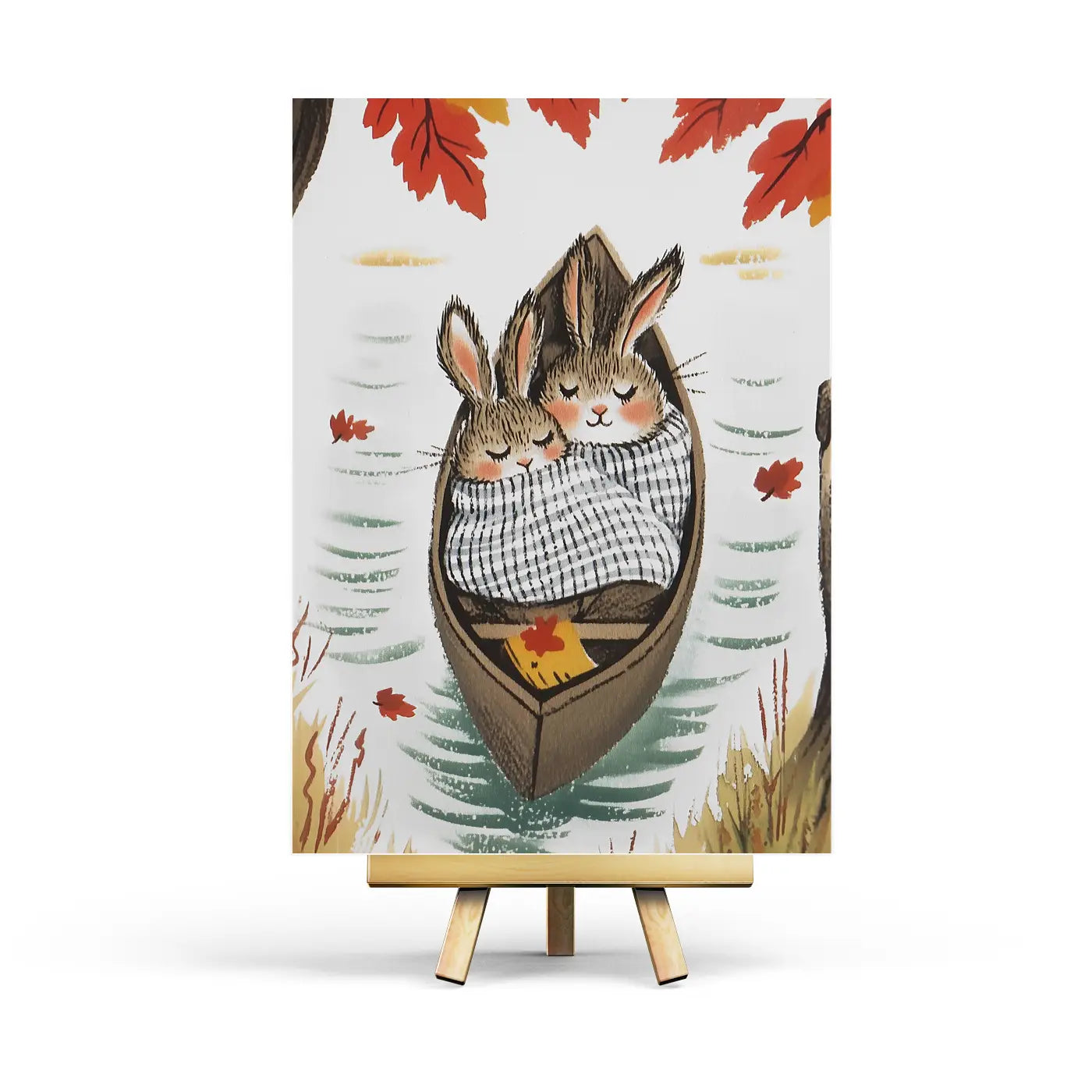 Canoe Rabbits Postcard