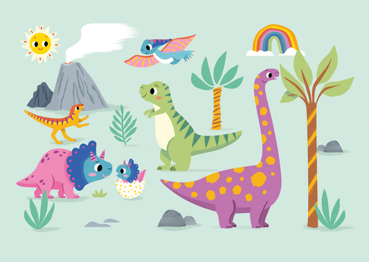 Green Dinoland Postcard