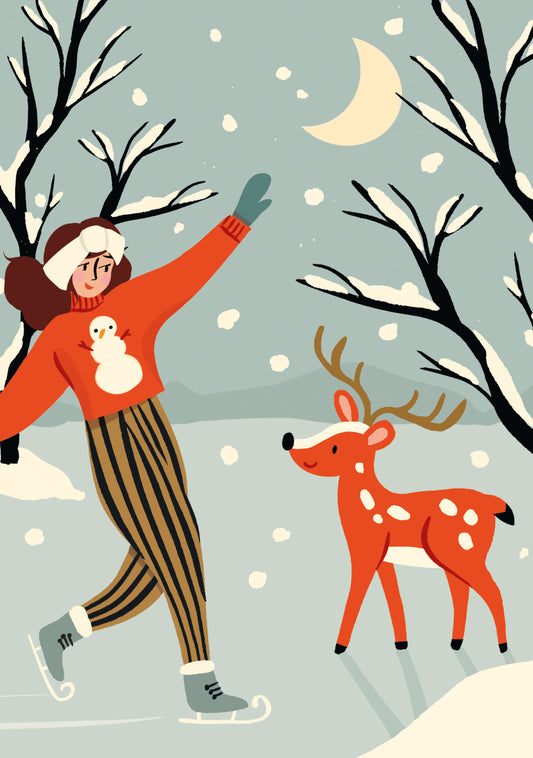 Night Skating Postcard