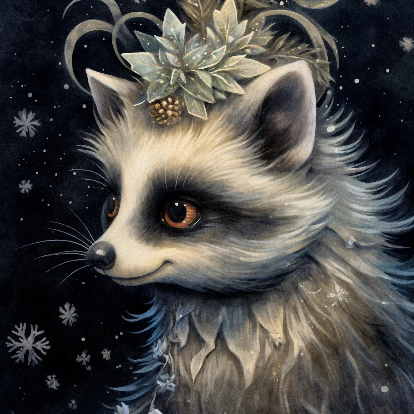 Mystical Christmas Animals Raccoon Postcard