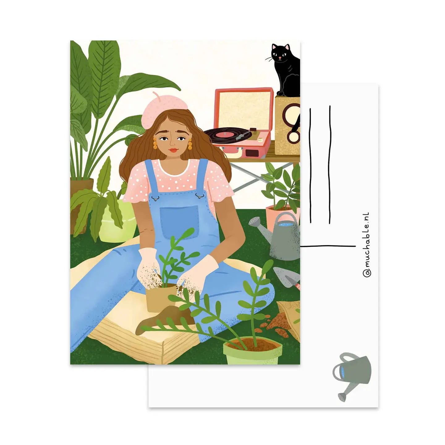 Woman Gardening Postcard