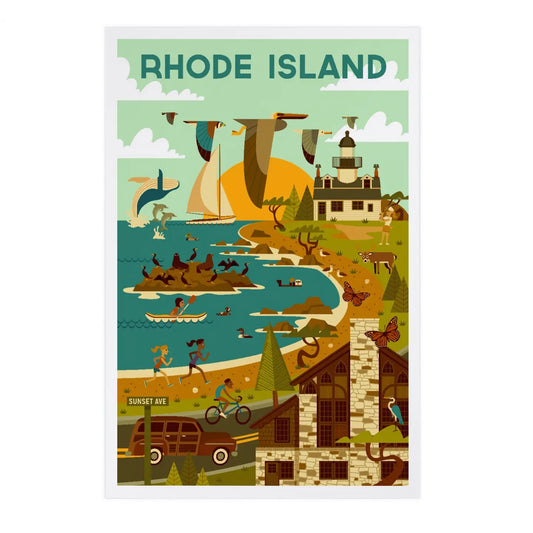 Rhode Island Geometric Postcard