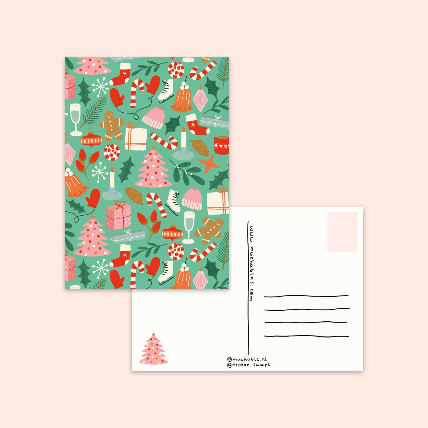 Candles & Candy Canes Postcard