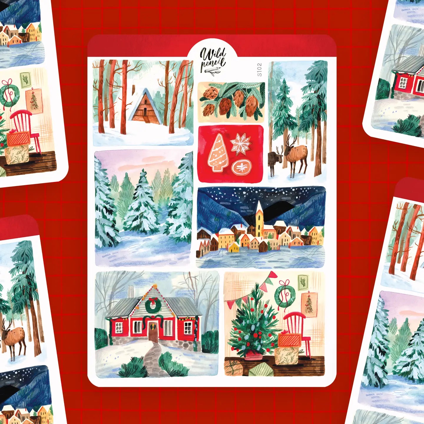Christmas Landscapes Sticker Sheet